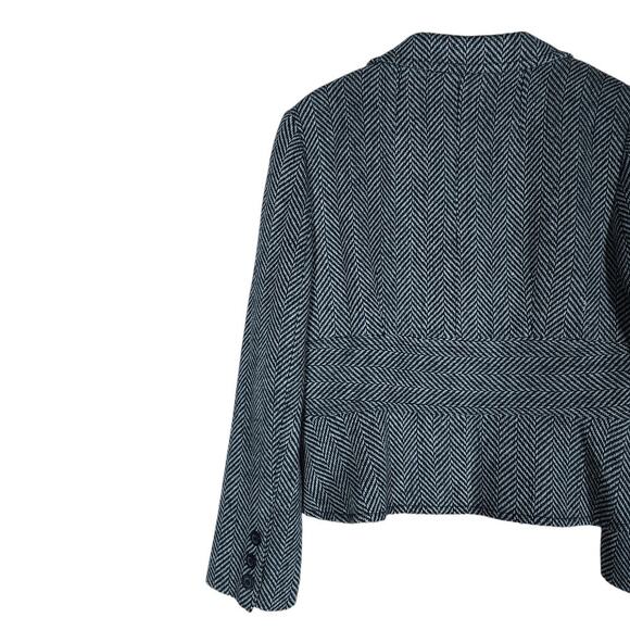 ECI New York Womens Blazer 14 Black White Herringbone Tweed Jacket Chic Workwear - Picture 10 of 15